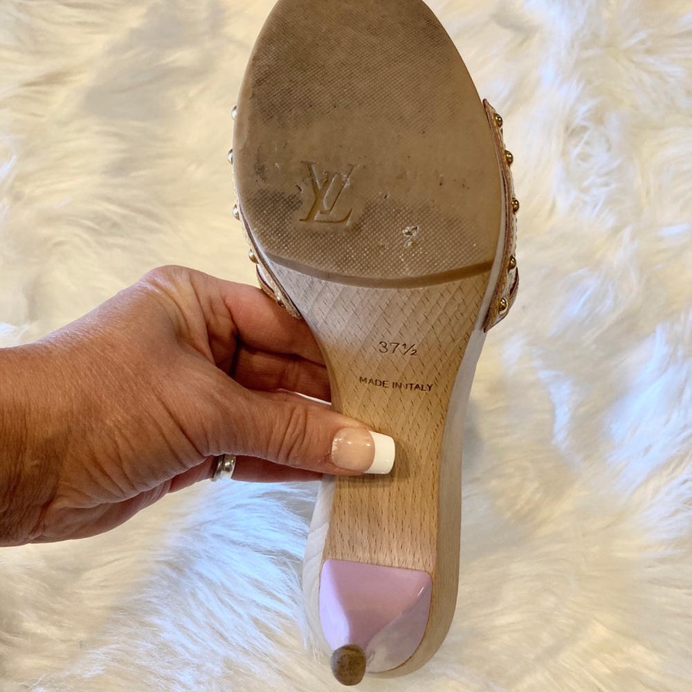 Louis Vuitton Multi Color Heels Sandals Shoes 7.5 - Picture 11 of 12